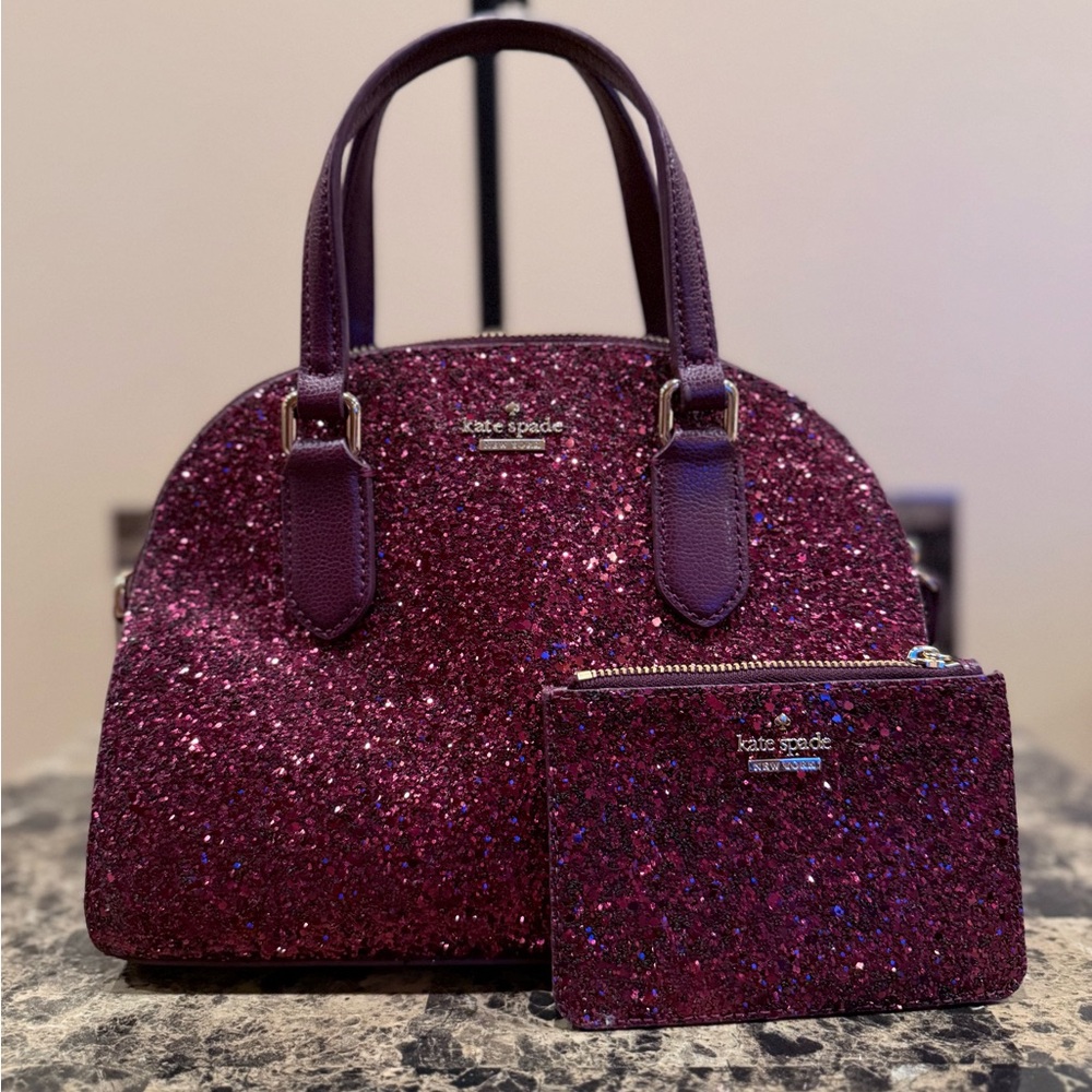 Kate Spade Laurel Way Glitter Mini Reiley Handbag & Cardholder 2FER - Picture 2 of 14